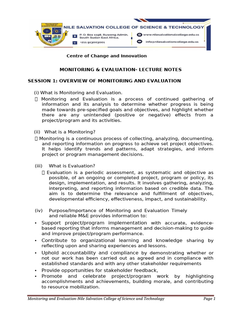 Monitoring and Evaluation | PDF | Evaluation | Monitoring And Evaluation