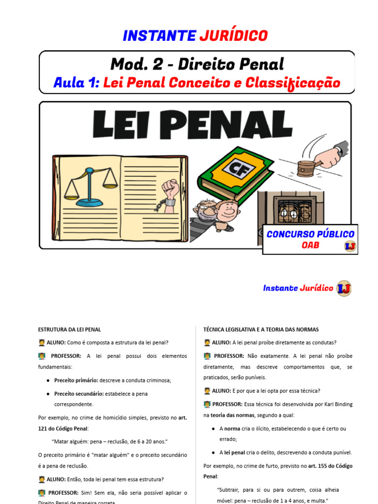 Estrutura e Classificação da Lei Penal | PDF | Direito Penal | Crimes