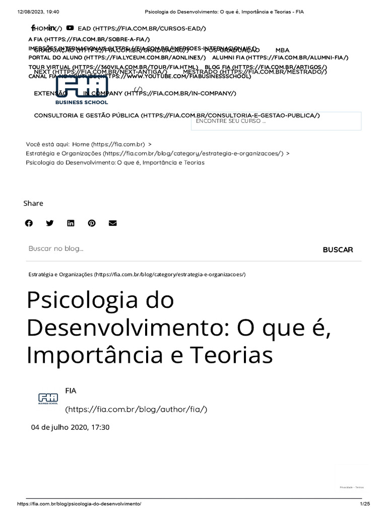 Psicologia do Desenvolvimento: Teorias e Importância | PDF | Psicologia ...