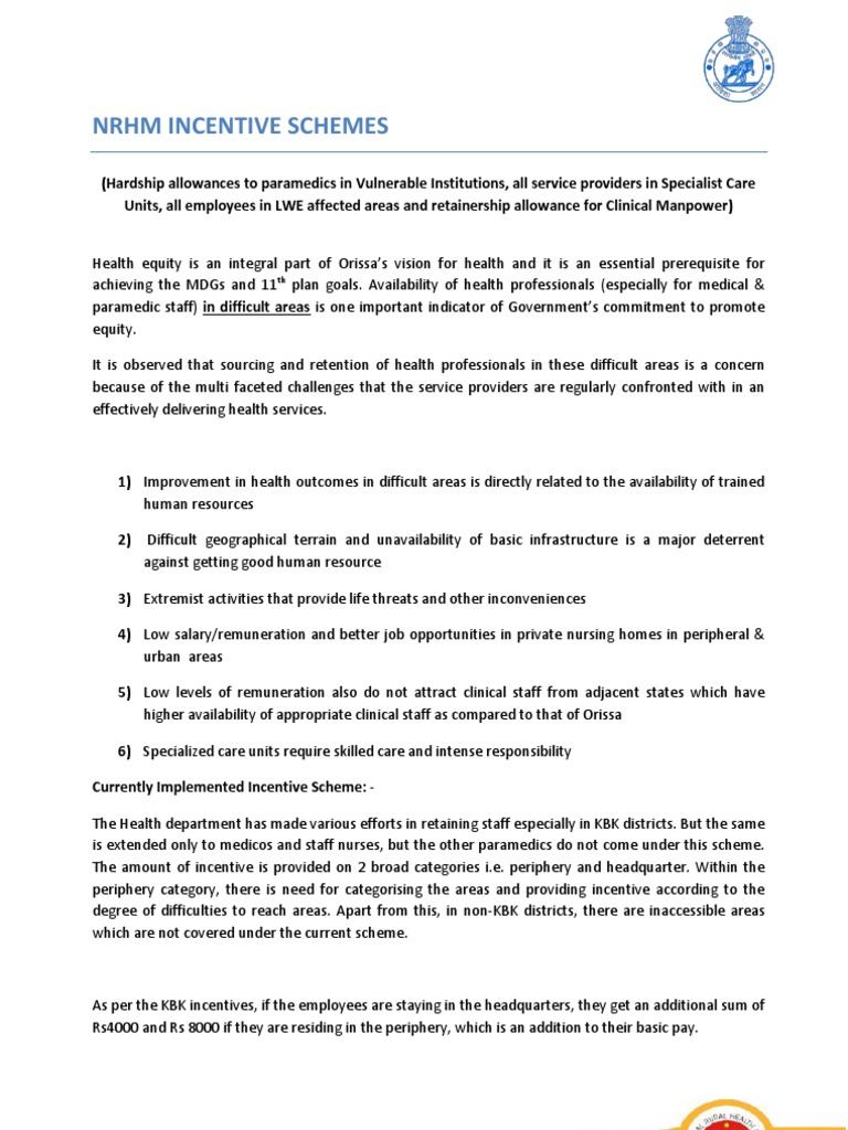 43.Nrhm Incentive Scheme | PDF | Incentive | Health Professional