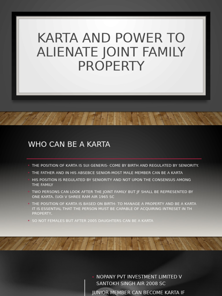 Karta's Powers to Alienate Joint Property | PDF | Property | Burden Of ...