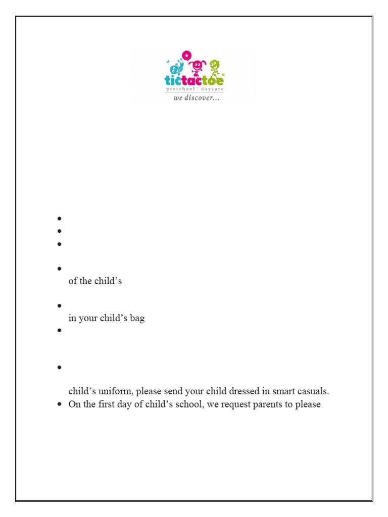 Tic Tac Toe Guidelines