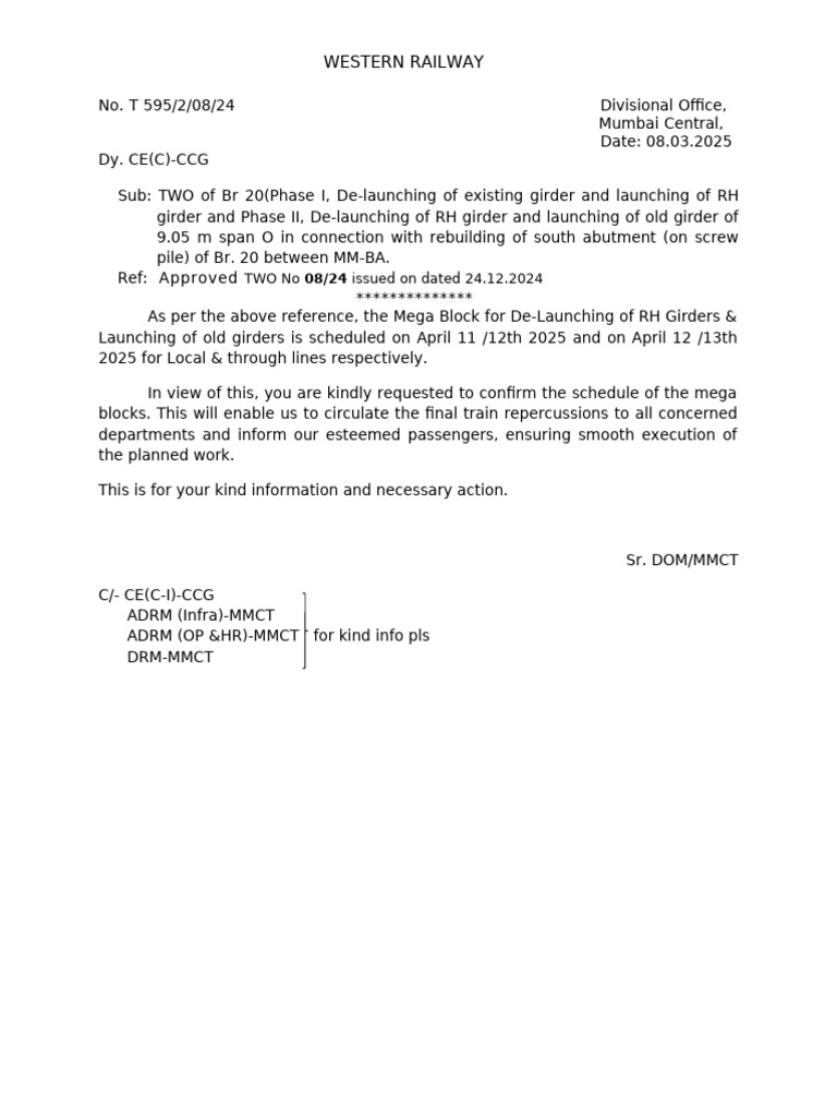 Letter To Dy CE (C) - CCG | PDF
