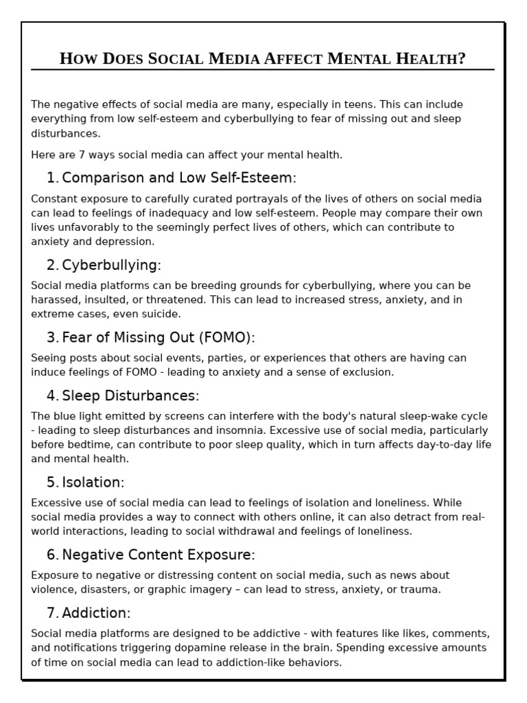 Impact of Social Media on Mental Health | PDF