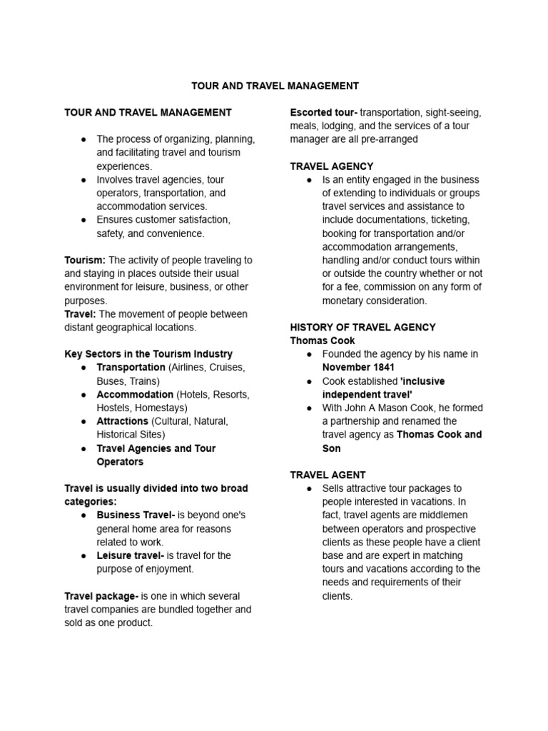 Tour and Travel Management Guide | PDF | Travel Agency | Tourism