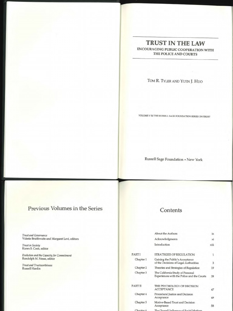 Tom R. Tyler and Yuen J. Huo - Trust in The Law - Encouraging Public ...