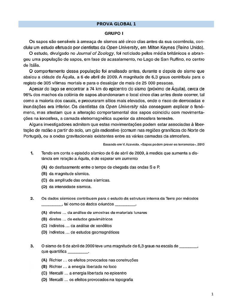 Prova Global1 | PDF