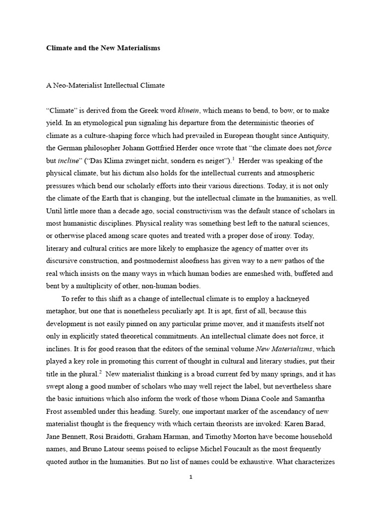 Climate and The New Materialisms | PDF | Gaia Hypothesis | Materialism