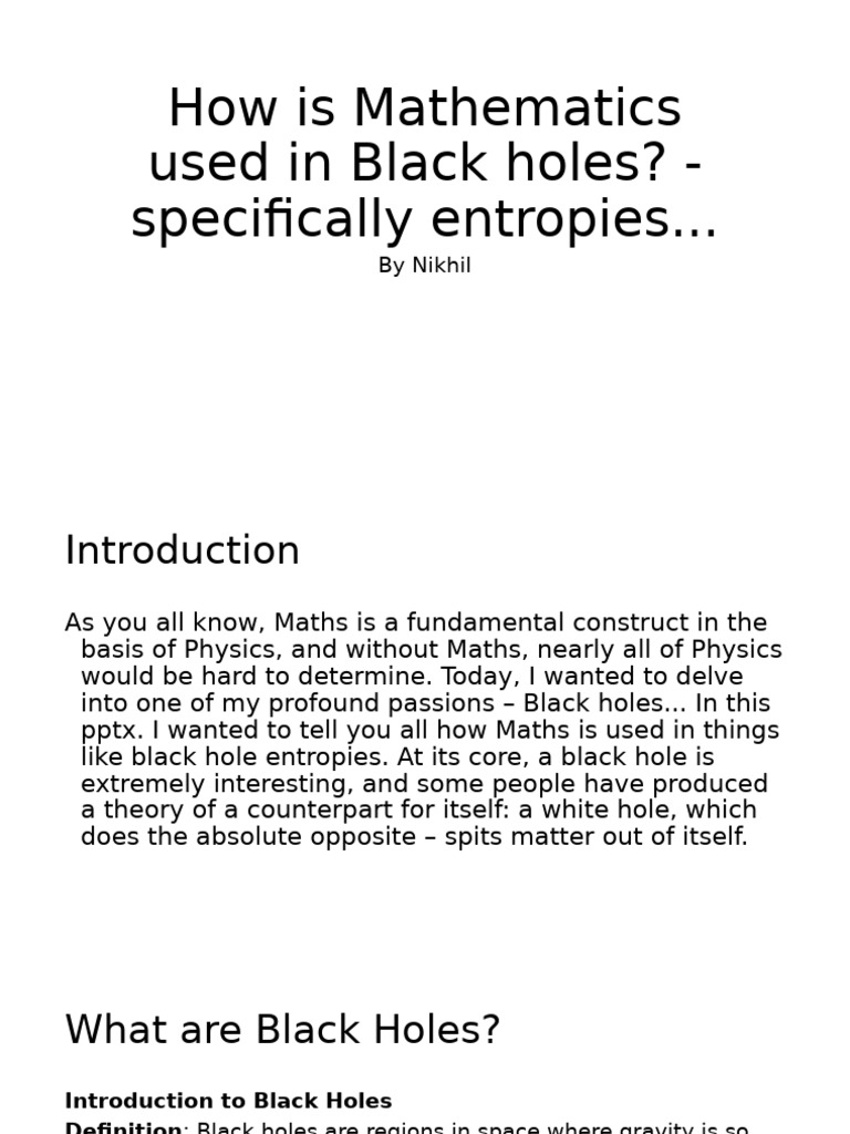 Mathematics in Black Hole Entropy | PDF | Black Hole | Entropy