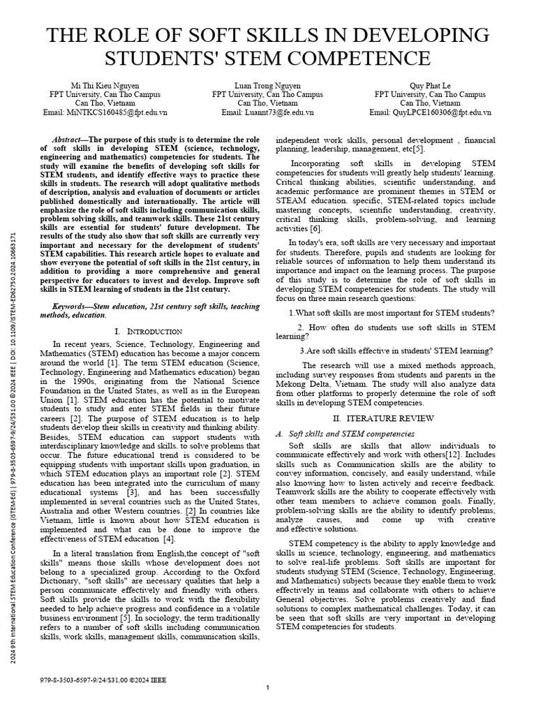 Soft Skills in STEM Education Development | PDF | Science, Technology ...