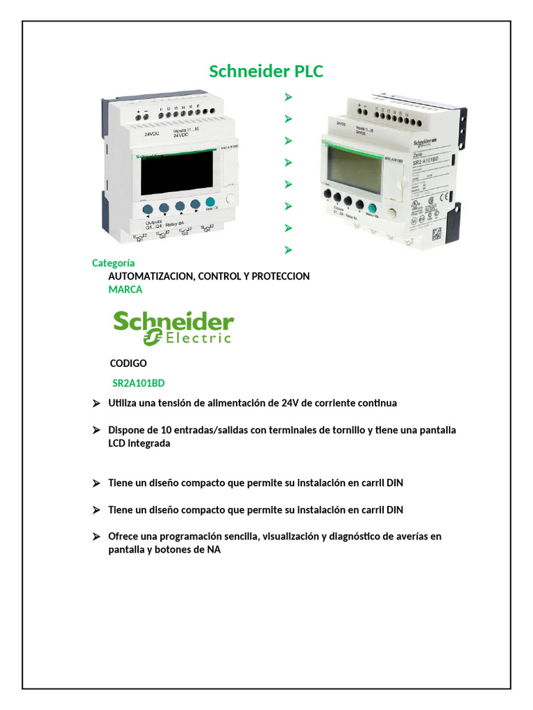 Schneider PLC: Características y Manual | PDF