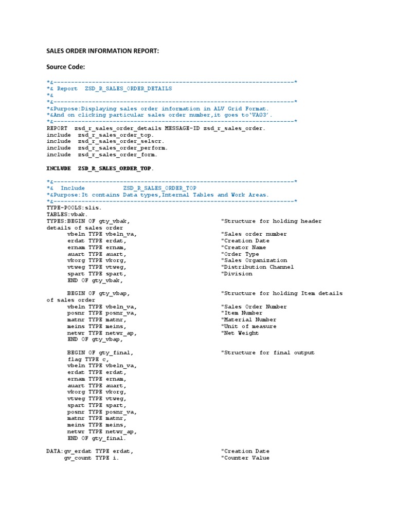 Sales Order Information Report Changes | PDF | Data Type | Parameter ...