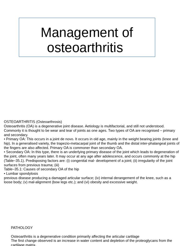 Osteoarthritis Management Guide | PDF | Osteoarthritis | Knee