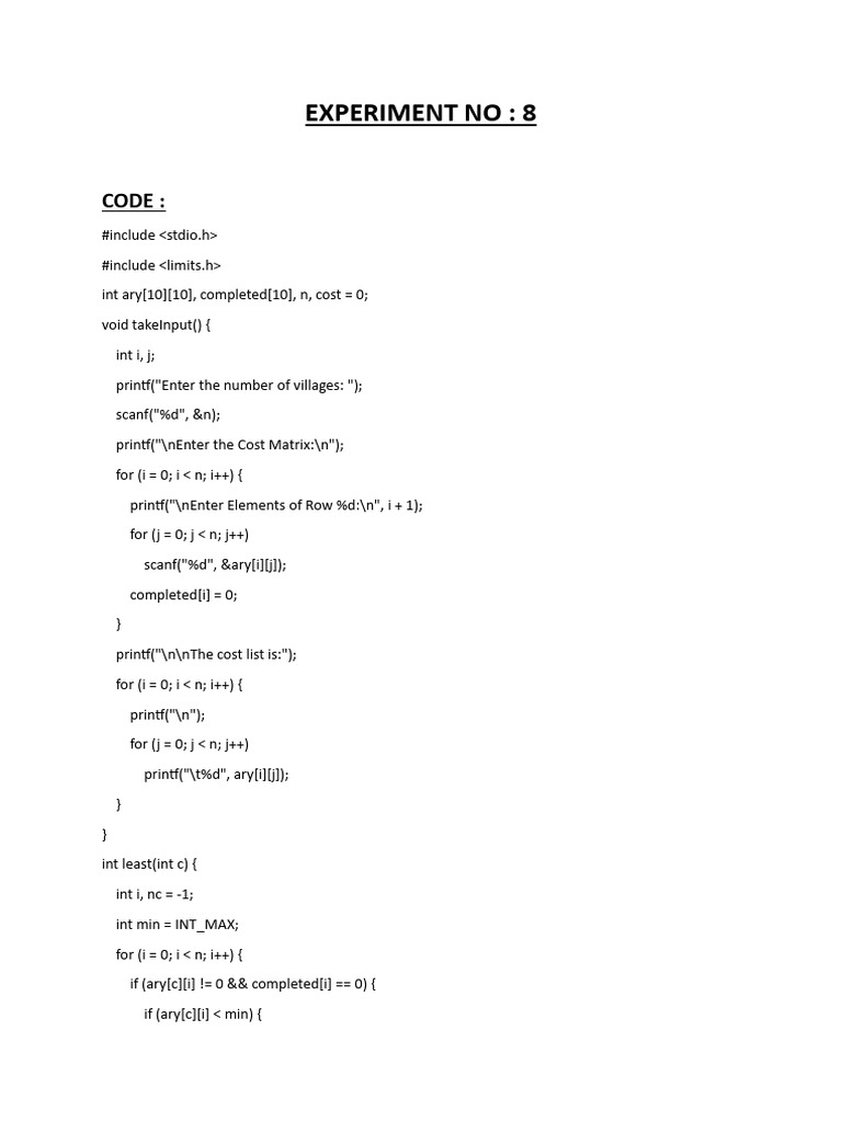 C Program for Minimum Cost Path | PDF