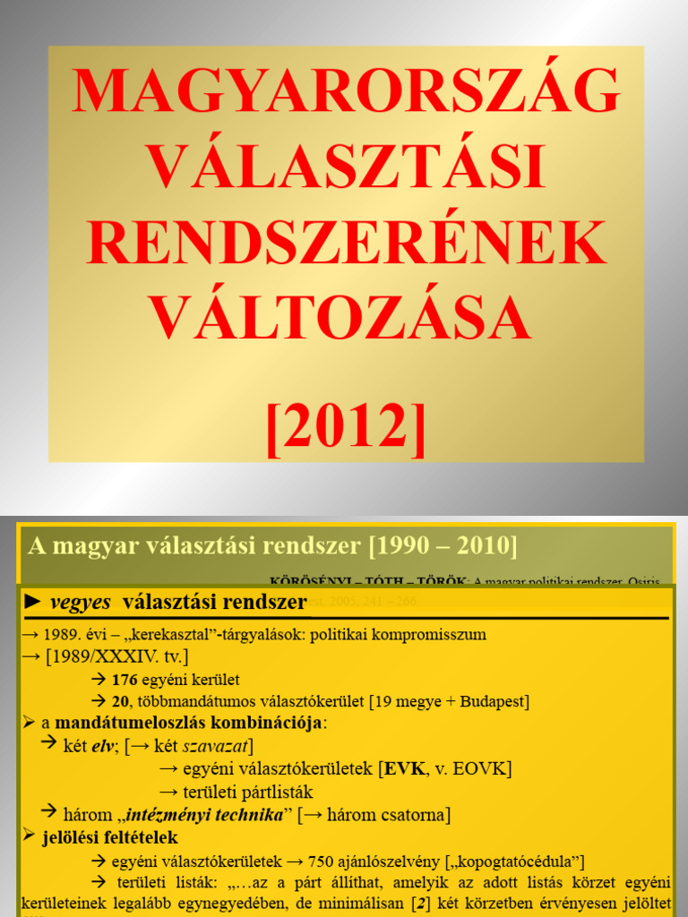 Magyar Választási Rendszer Változása | PDF