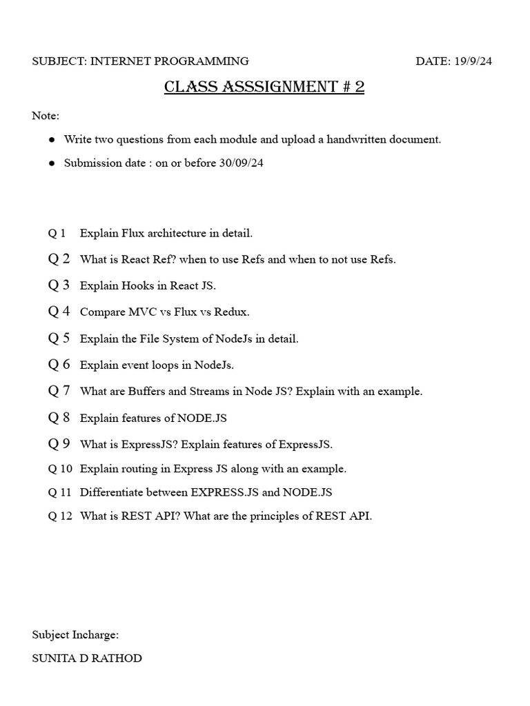 Internet Programming Assignment Questions | PDF