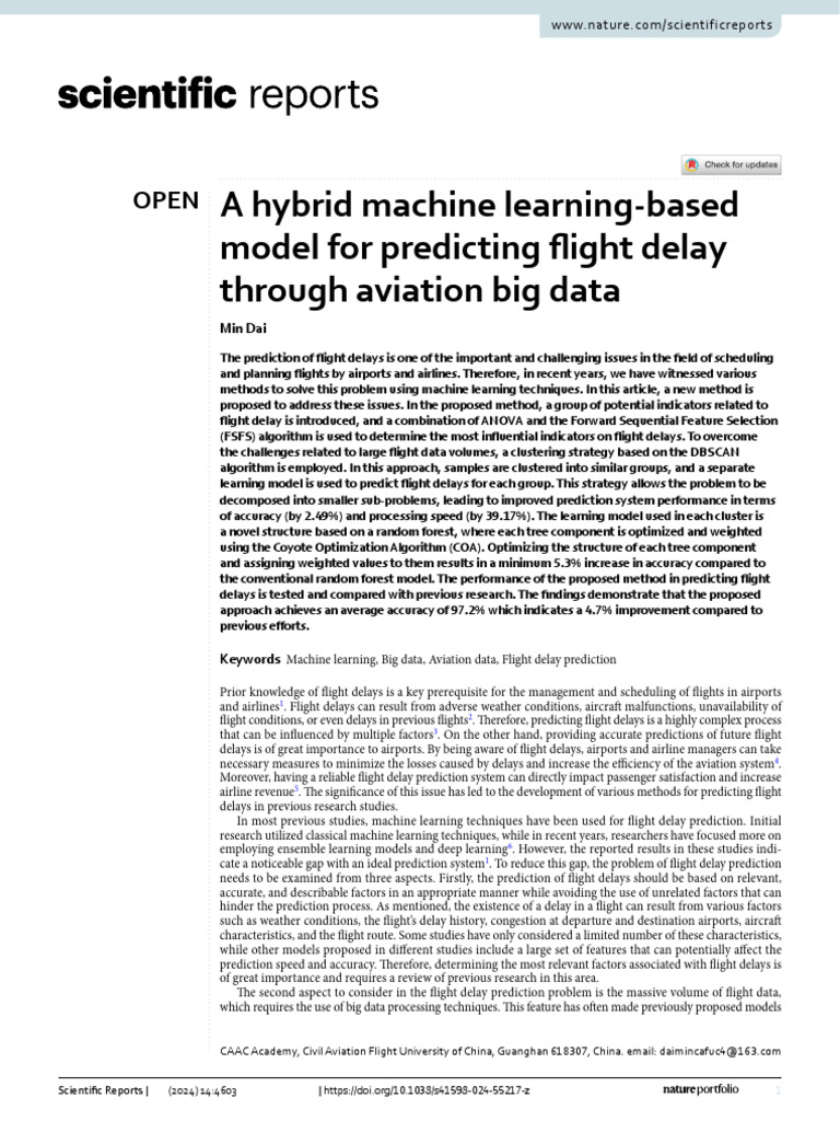 Hybrid ML Model for Flight Delay Prediction | PDF | Cluster Analysis ...