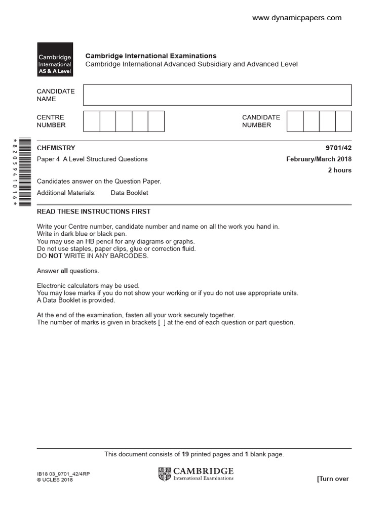 A Level Chemistry Paper 4 Instructions | PDF | Cyanide | Chlorine