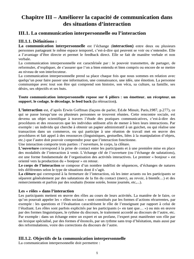 Améliorer la communication interpersonnelle | PDF | la communication ...