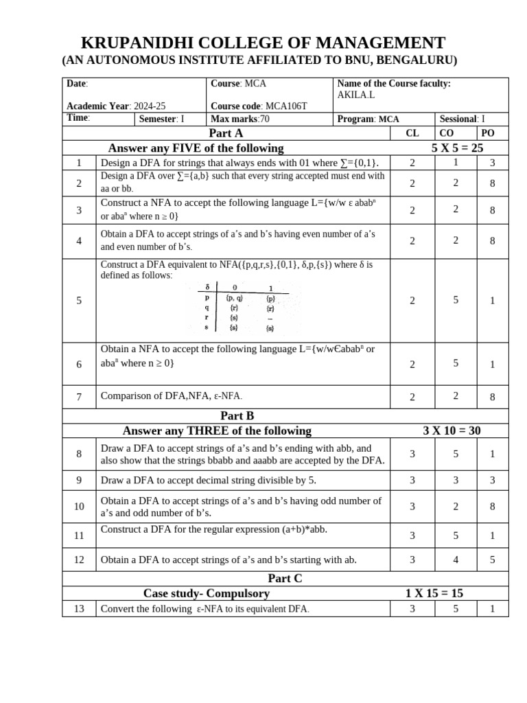 DFA Construction for (a/b)*abb | PDF | Computational Science | String ...