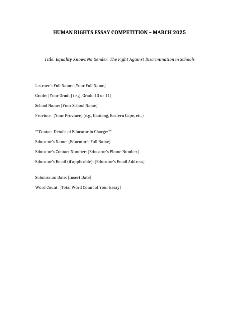 Human Rights Essay Competition 2025 | PDF