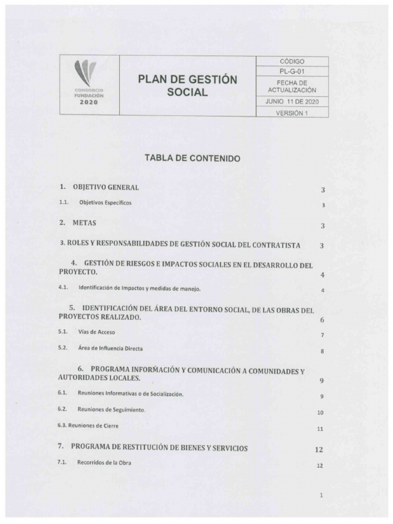 PLAN DE GESTION SOCIAL | PDF