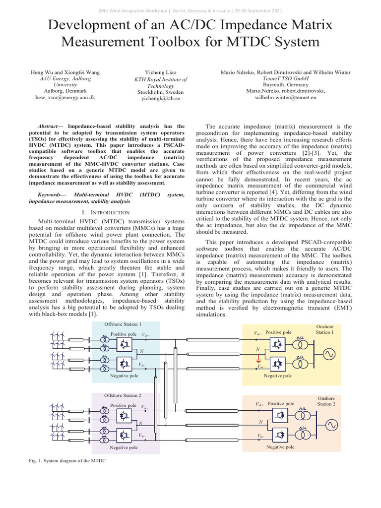 Development of An AC DC Impedance Matrix Measurement Toolbox For MTDC ...