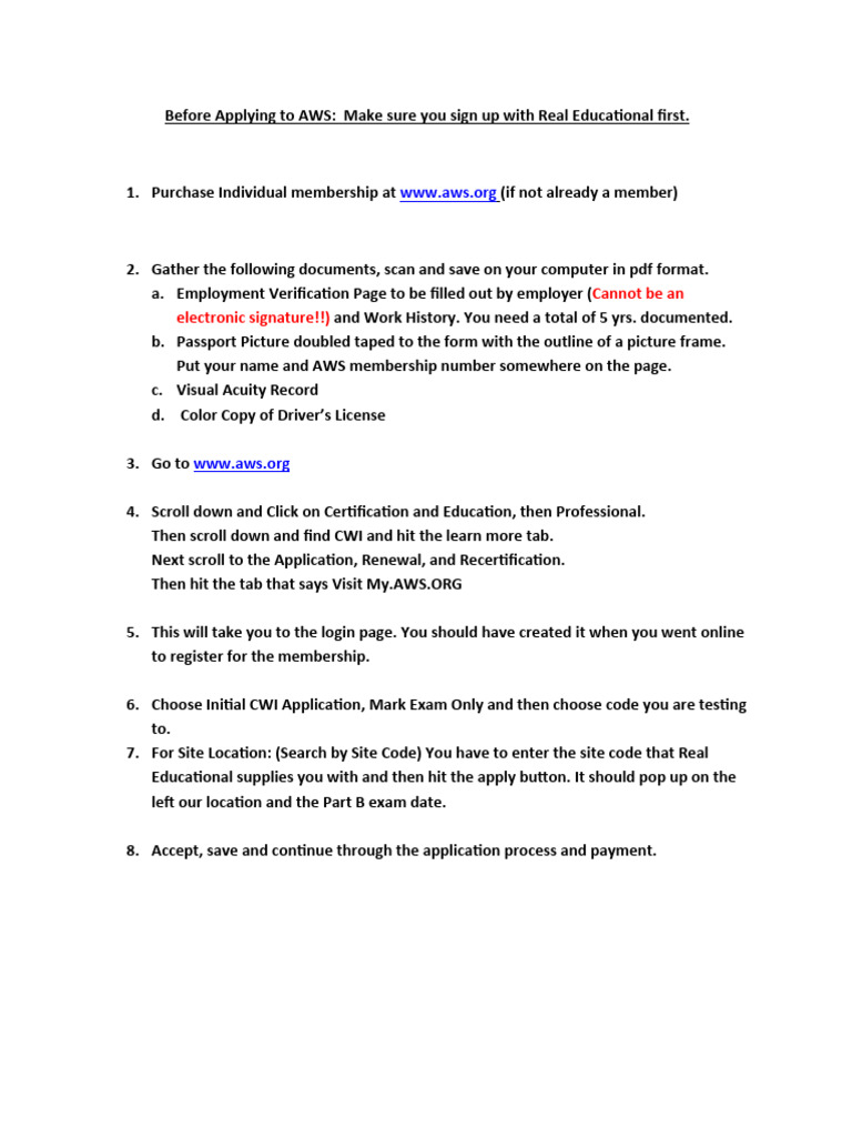 AWS CWI Application Process Guide | PDF