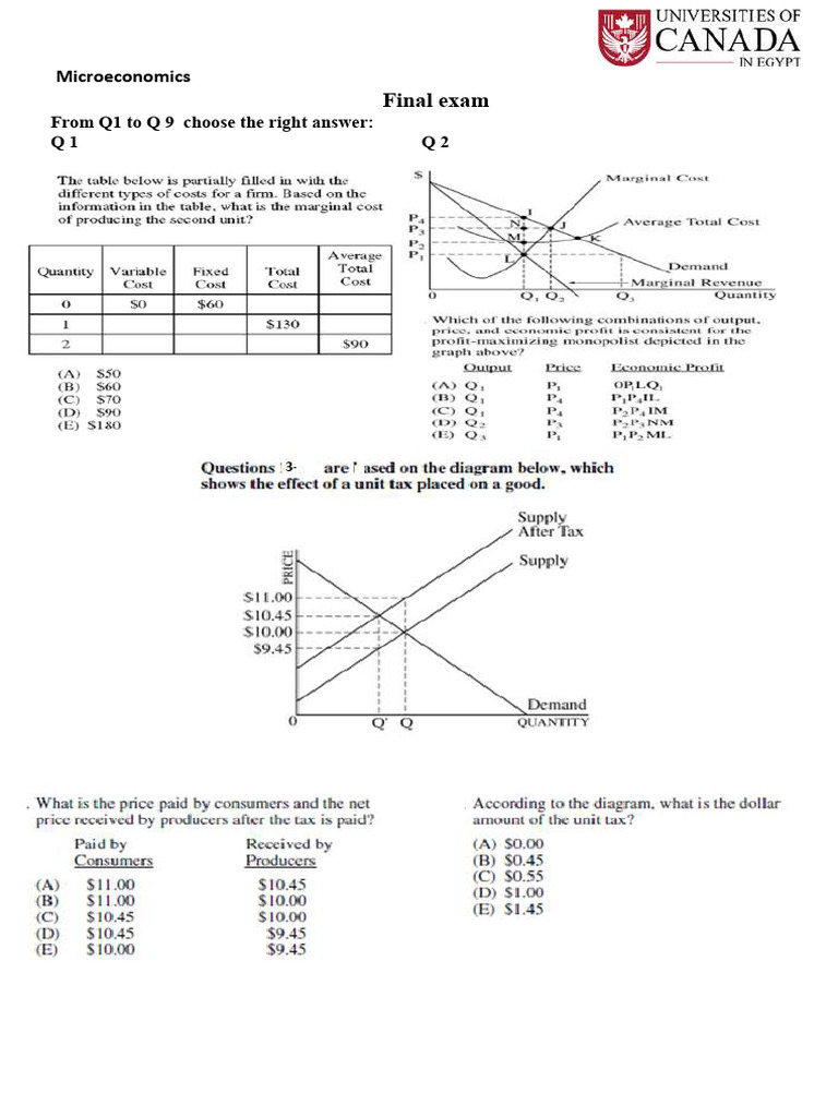 Microeconomics Final Exam Questions | PDF