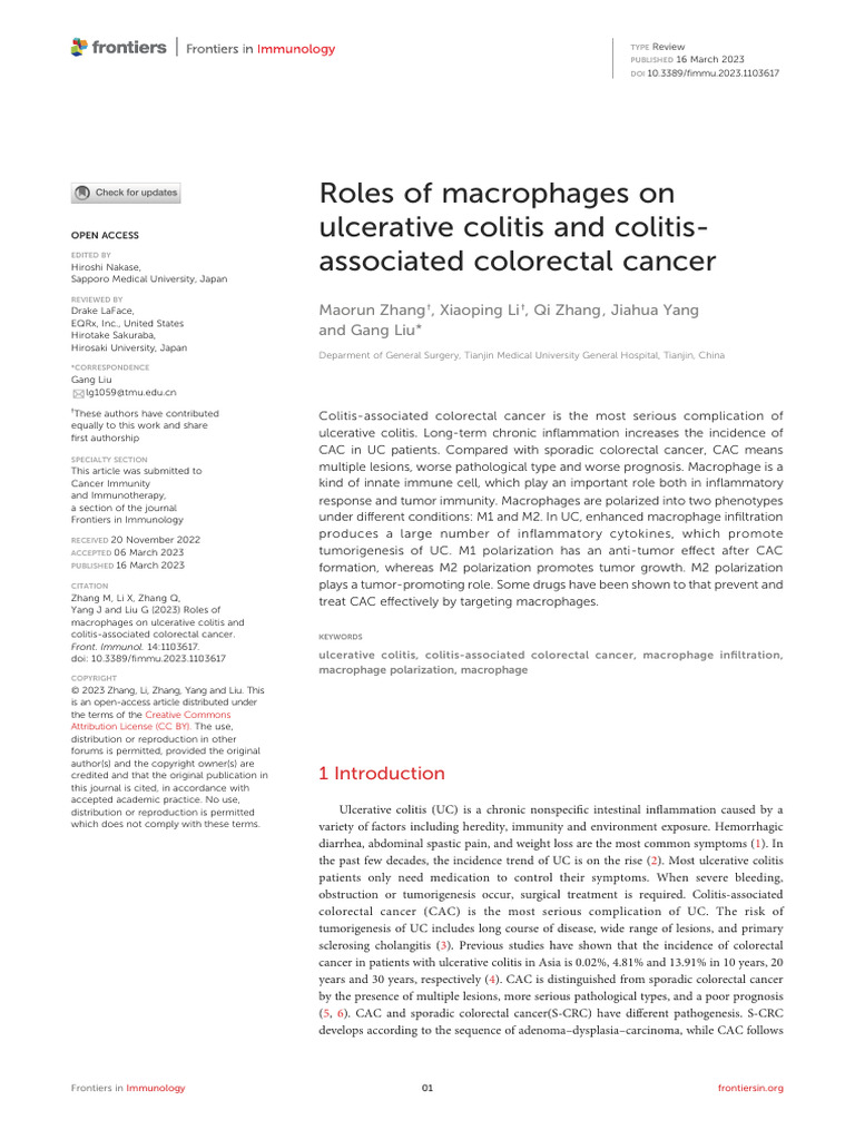 Roles of macrophages on ulcerative colitis 2023 | PDF | Macrophage ...