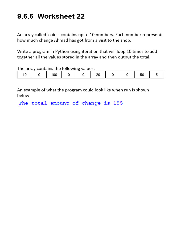 Python Program to Sum Coin Values | PDF
