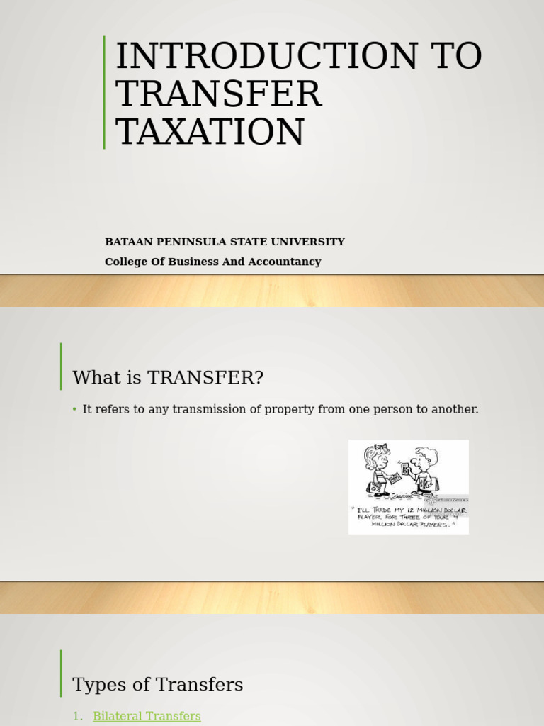 Overview of Transfer Taxation Concepts | PDF | Taxes | Estate Tax In ...