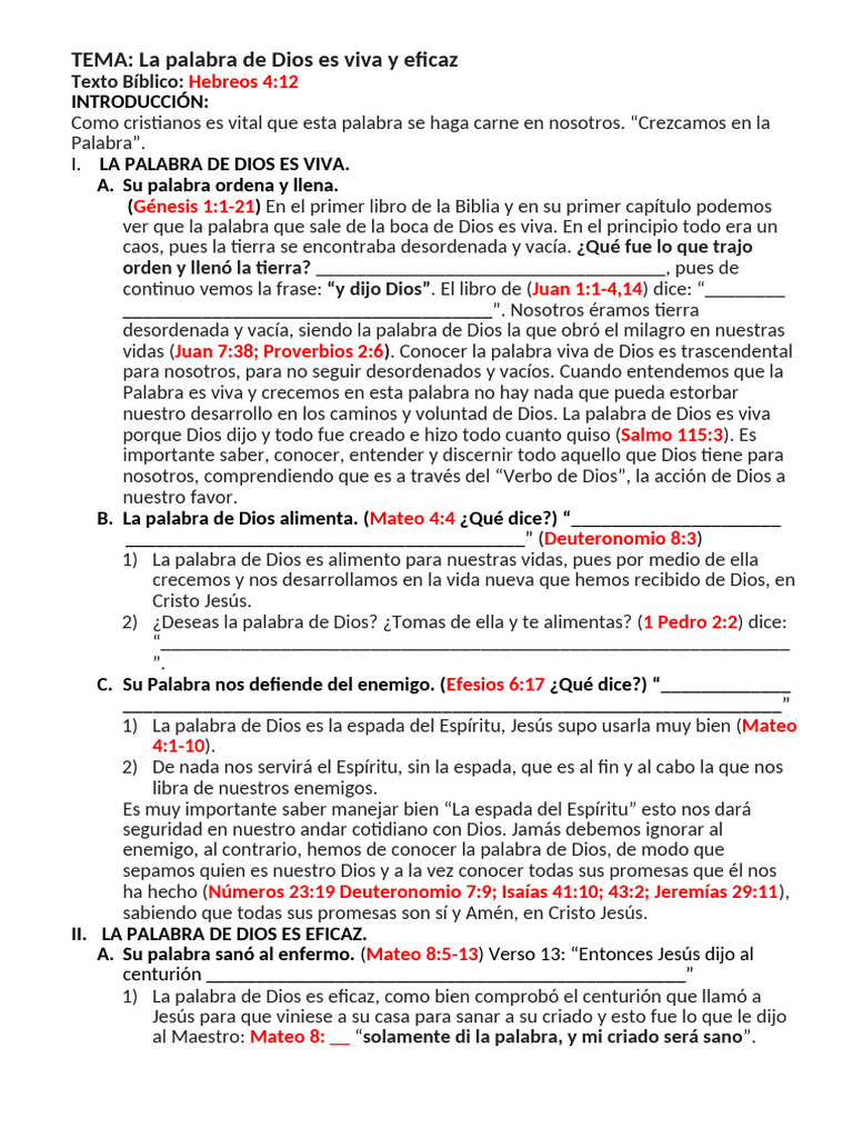 La Palabra de Dios: Viva y Eficaz | PDF | Biblia | Creencia religiosa y ...