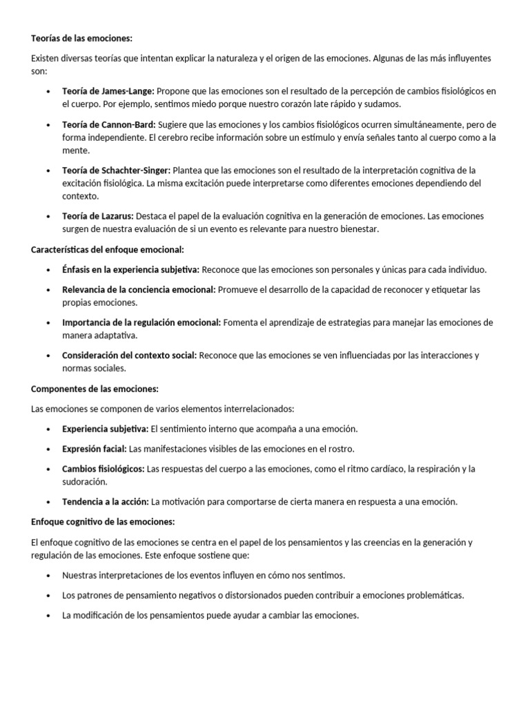 Teorías de Las Emociones | PDF | Las emociones | Pensamiento