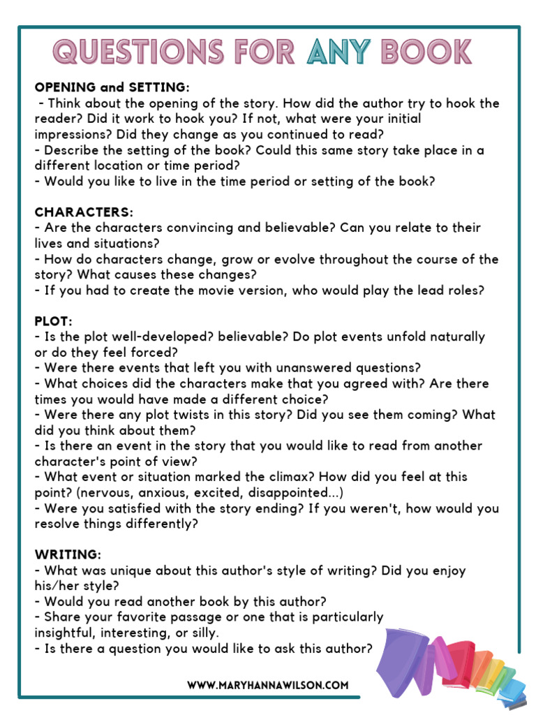 Book Analysis Questions Guide | PDF