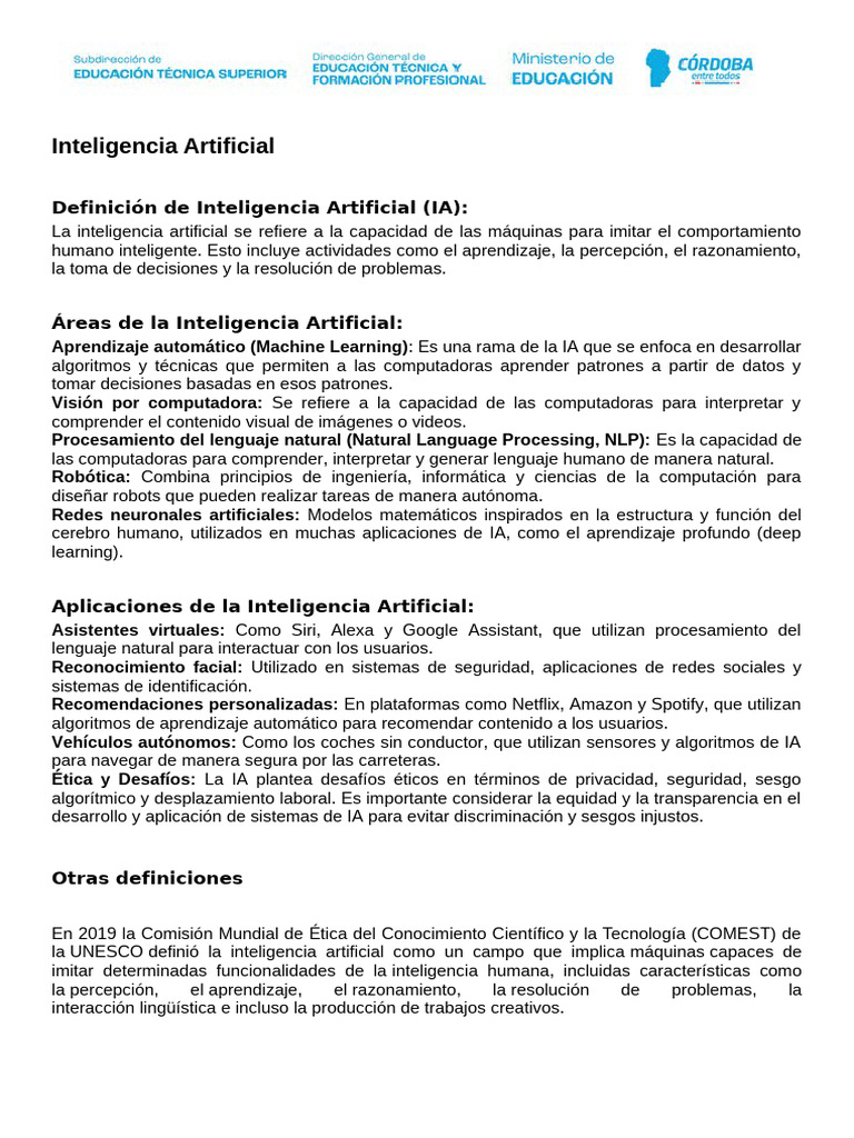 Definición y Aplicaciones de IA | PDF | Inteligencia artificial ...