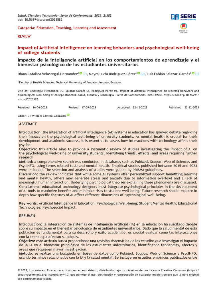 AI's Impact on College Student Well-Being | PDF | Artificial ...