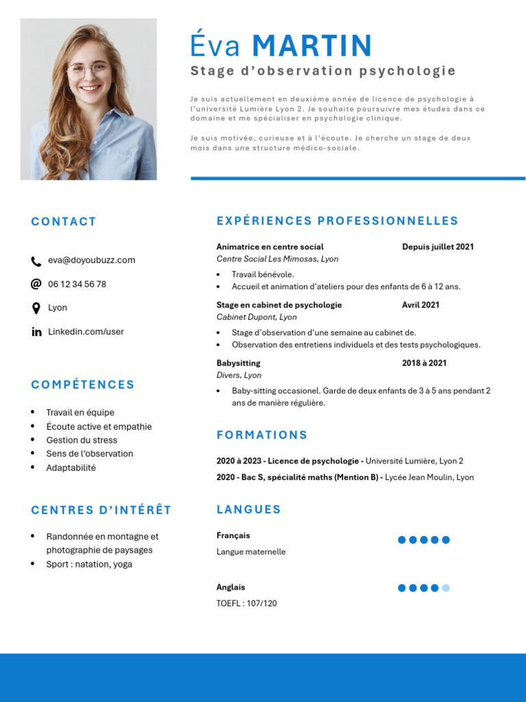 CV d'Éva Martin - Psychologie Clinique | PDF | Microsoft Word | Psychologie