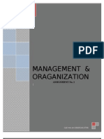 Management & Oraganization: Assignment No. 1
