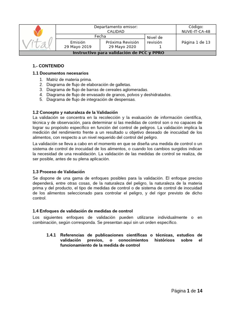 NUVE-IT-CA-48 Instructivo para Validación de PCC y PPRO | PDF ...