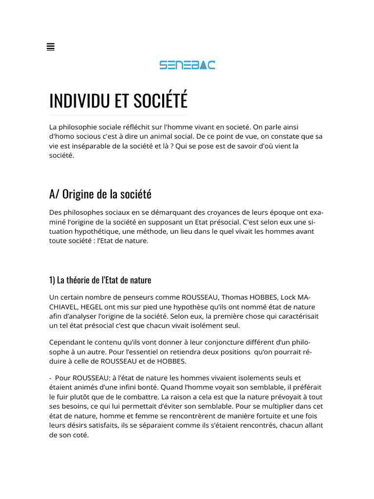 Philosophie de l'individu en société | PDF | Jean-Jacques Rousseau ...