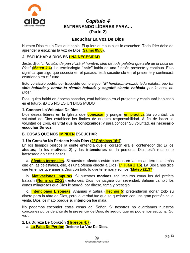 Escuchar la Voz de Dios en el Liderazgo | PDF | Perdón | Dios