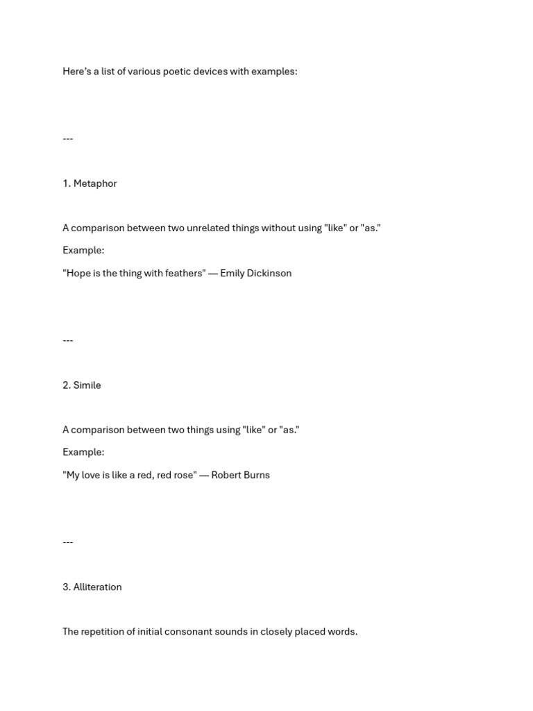 Poetic Devices Explained with Examples | PDF | Poetry | The Raven
