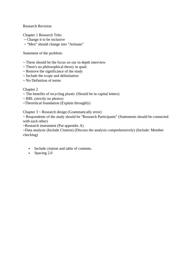 Research Revision Guidelines and Edits | PDF