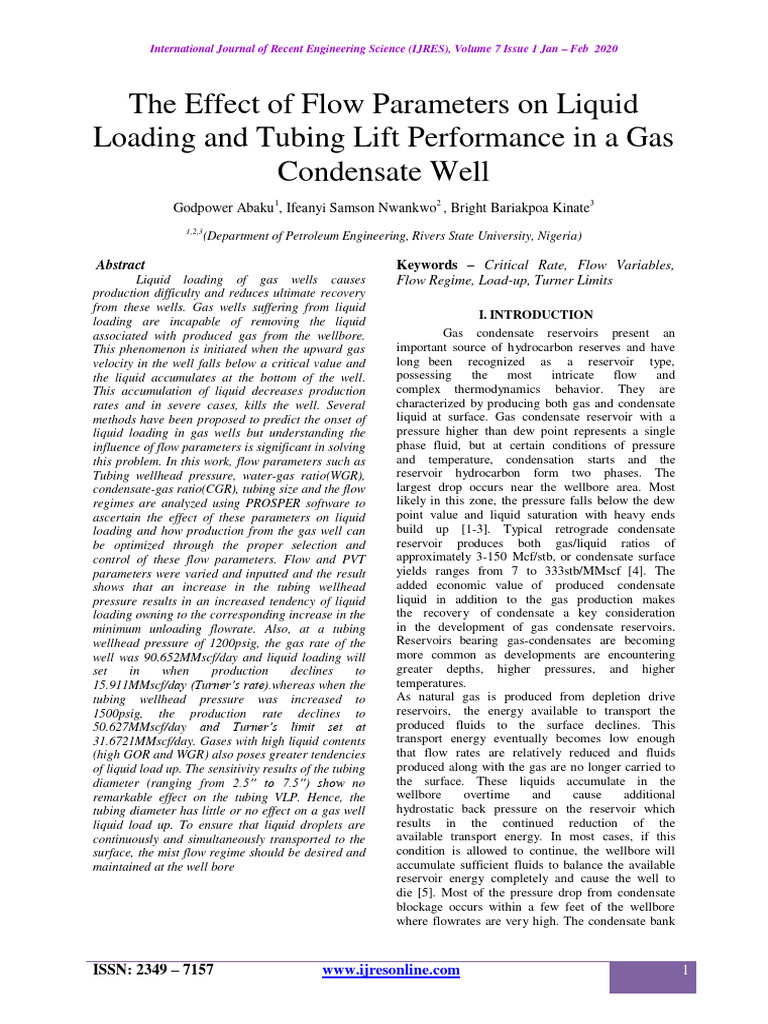 Flow Parameters Impact on Gas Well Performance | PDF | Petroleum ...