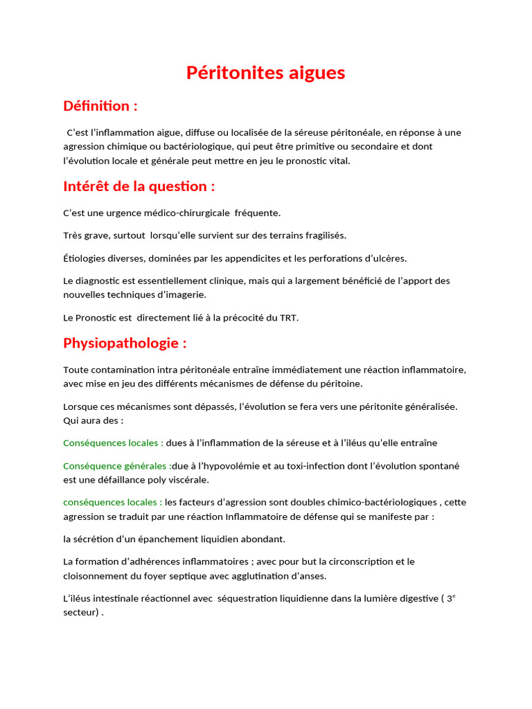 péritonite aigue 2025 | PDF | Inflammation | Maladies et troubles