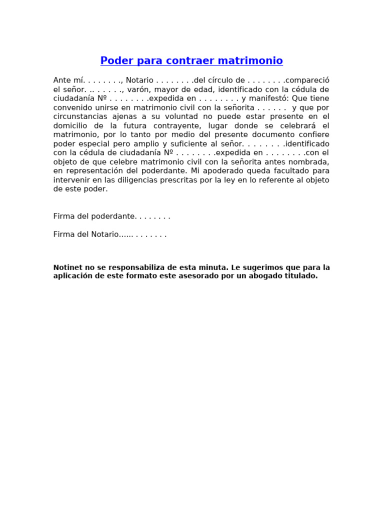 Poder para contraer matrimonio | PDF