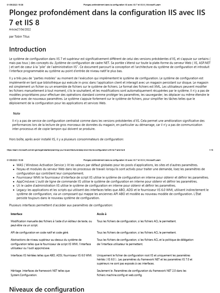 Configuration IIS 7 et 8 : Guide Complet | PDF | XML | Langage de balisage