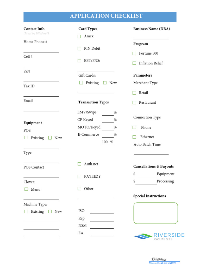 Merchant Processing Application Checklist | PDF | Debit Card | Credit Card