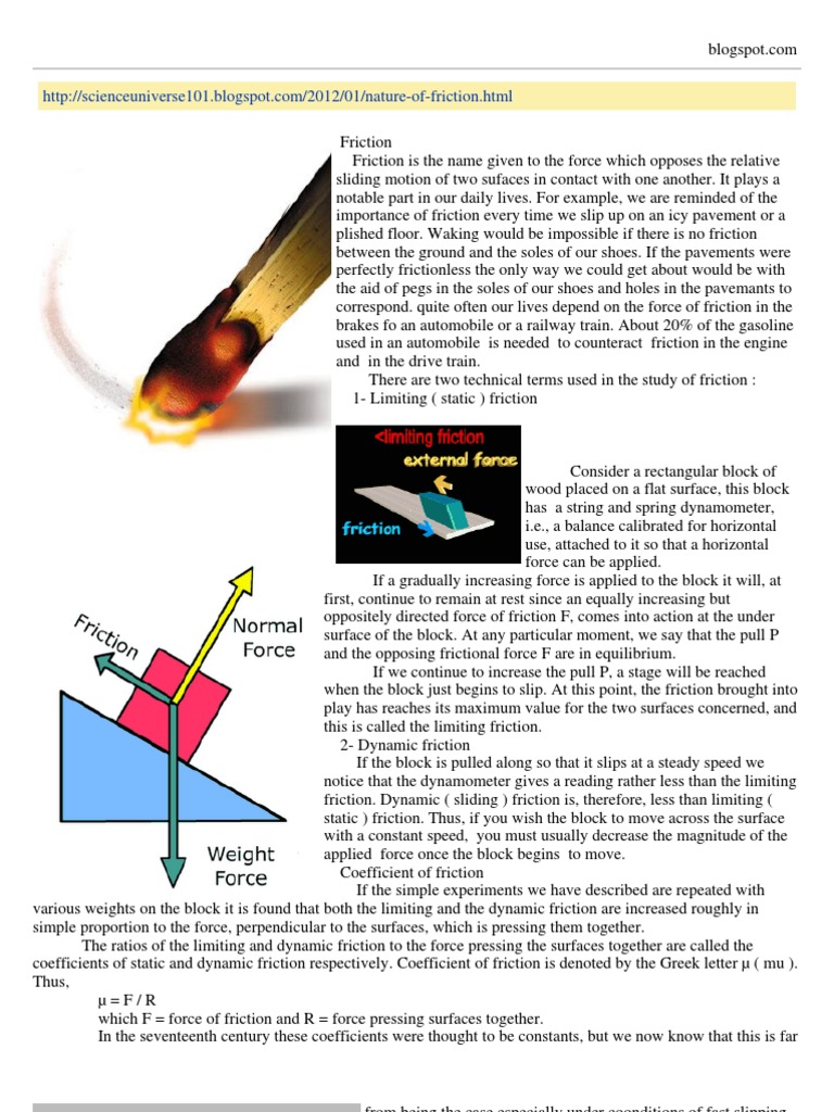 Nature Of Friction Pdf Friction Force
